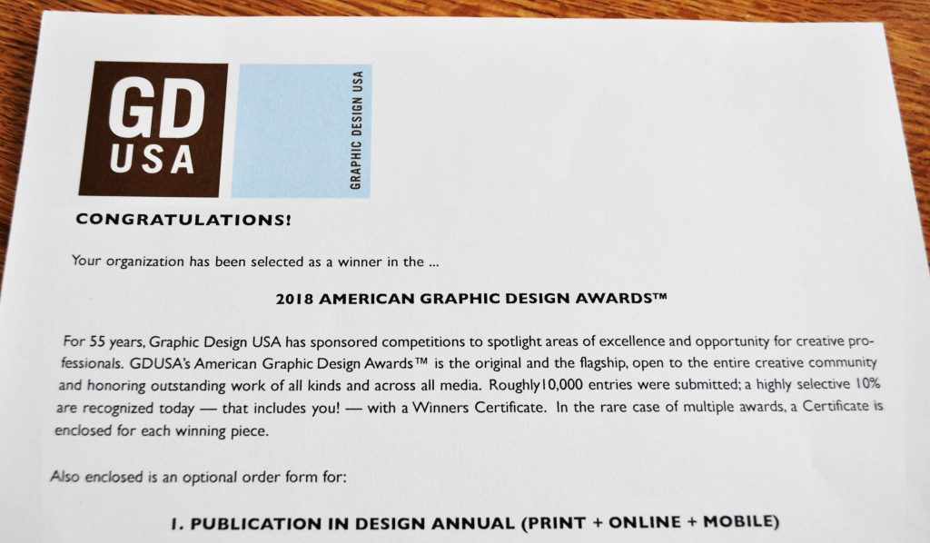 Graphic Design USA Letter of Recognition