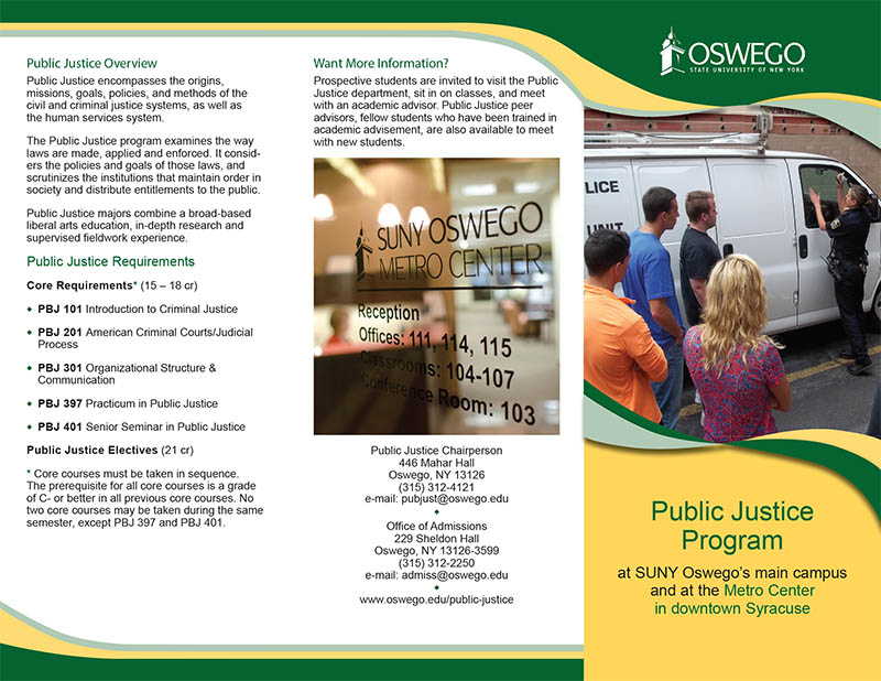 SUNY Oswego Public Justice Brochure