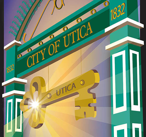 Utica, NY, Archway, Graphic Illustration