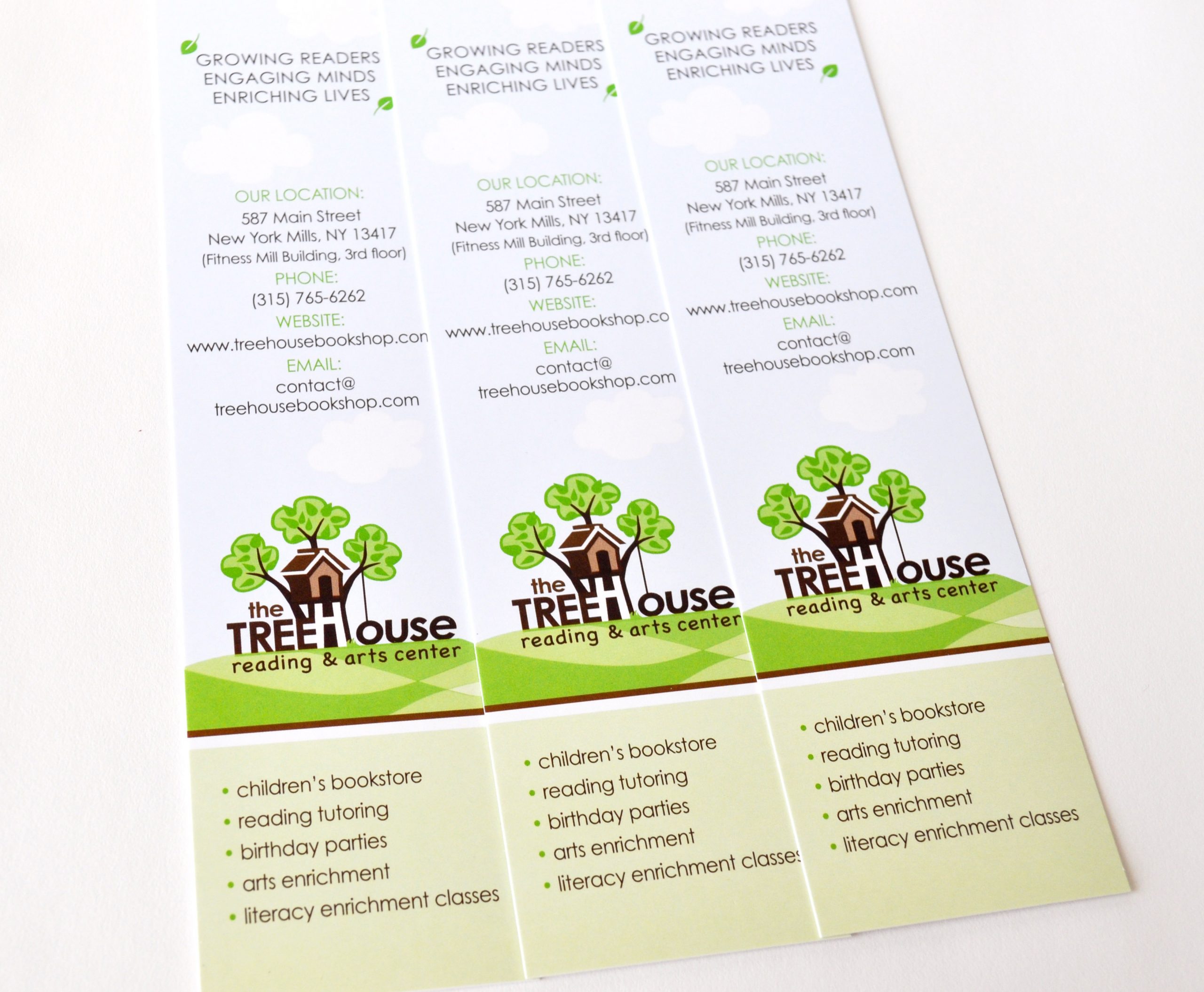 Treehouse Reading and Arts Center bookmarks