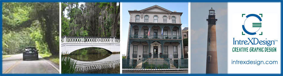 Images of South Carolina (road, bridge, lighthouse)